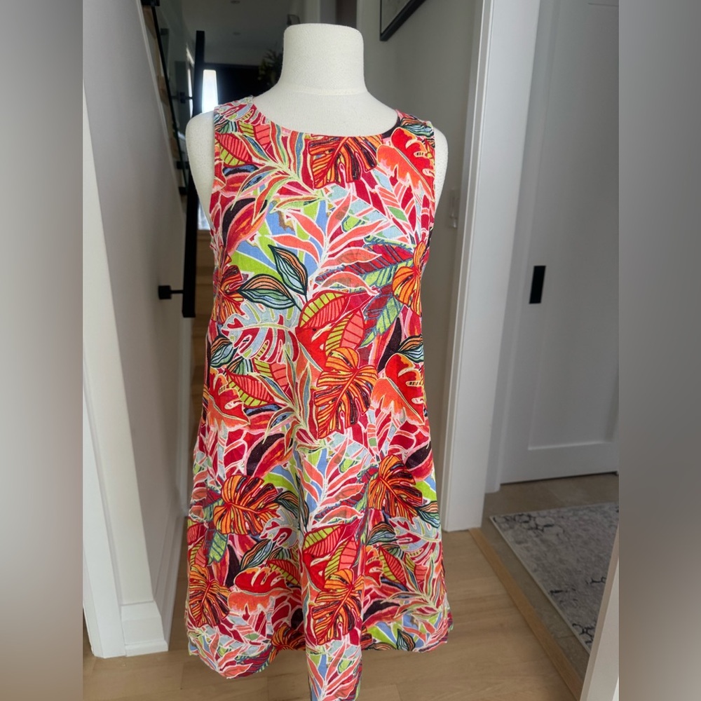 C&C California Red Tropical Leaf Sleeveless Mini Dress